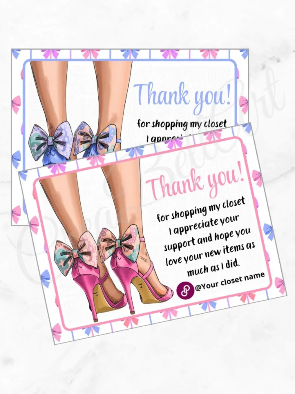 100 Personalized Heels Thank You Cards Small Business, 4×3 in